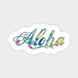 Aloha Script Style with Pineapples collage Magnet