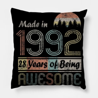 Vintage 1992 Made In 1992 28th Birthday 28 Years Old Gift Pillow