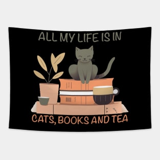 All my love in cats books and tea Tapestry