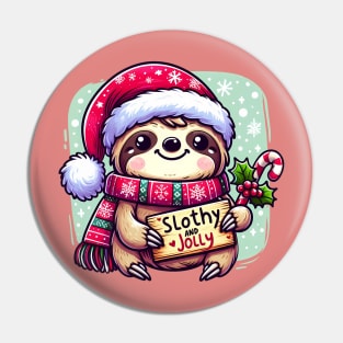 Slothy and Jolly - Cute Christmas sloth Pin