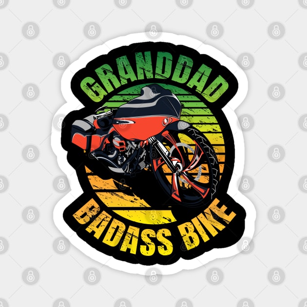 Granddad bass bike, cool biker granddad, biker granddad Magnet by Lekrock Shop