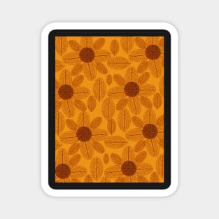 Leaves and flowers in shades of brown Magnet