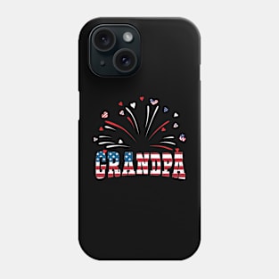 Grandpa 4th of July USA America Flag Firework Phone Case