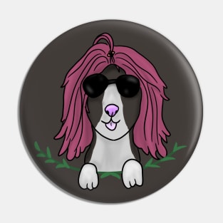 Dog in wig Pin