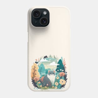 Cute Grey Cat Exploring Nature Phone Case