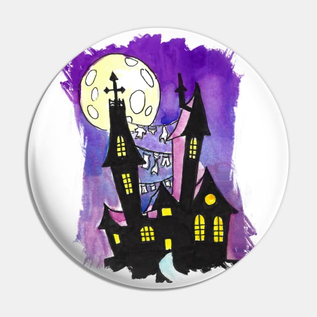 Haunted Castle watercolor Pin by Rackham