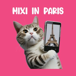 Mixi in Paris gay Paree funny cat T-Shirt