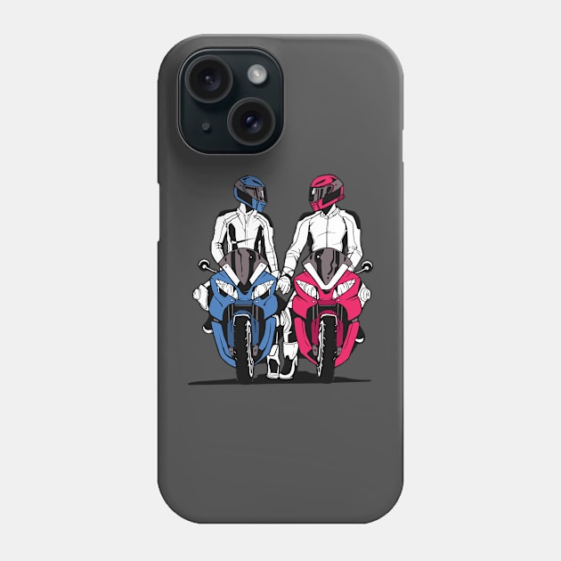 valentines day motorcycle Phone Case by Planet of Tees