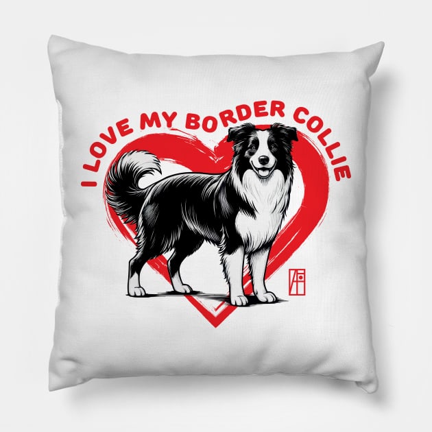 I Love My Border Collie - I Love my dog - Intelligent dog Pillow by ArtProjectShop