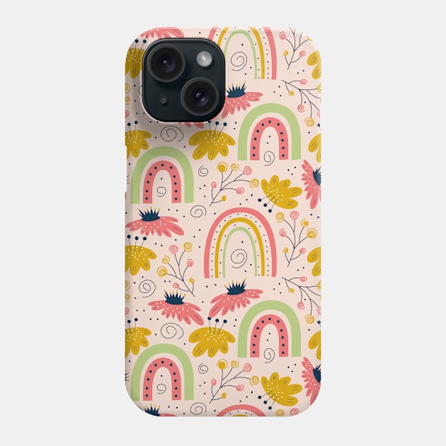 Scandinavian Spring Flowers with Rainbows Phone Case by jodotodesign