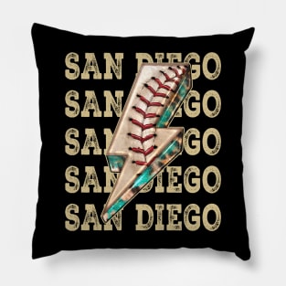 Aesthetic Design San Diego Gifts Vintage Styles Baseball Pillow