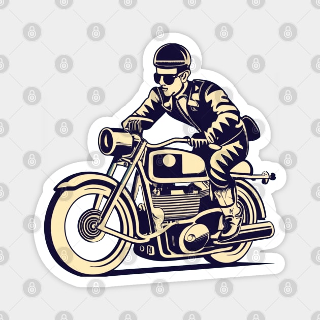 Motorcycle 1970’s Graphic Design Magnet by BlueLine Design