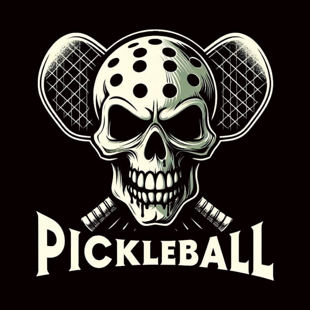 Pickleball Skull and Crossbones Design by Battlefoxx Living Earth