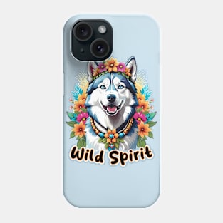 Wild Spirit - Bohemian Husky in Flowers Phone Case