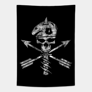 Distressed Military Beret Skull Tapestry