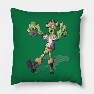 ZombieVikingFrankensteinBowler Pillow