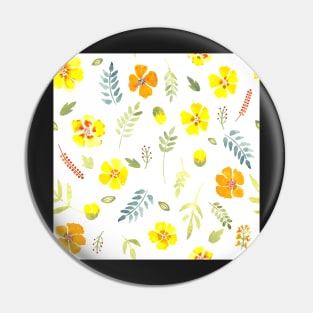 Yellow country floral in watercolour Pin