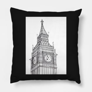 Big Ben Clock Tower Drawing Pillow