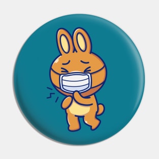 Cute Rabbit Wearing Mask Cartoon Pin