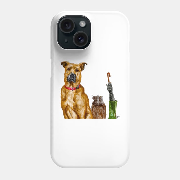 Black mouth cur dog breed drawing Phone Case by Nalidsa