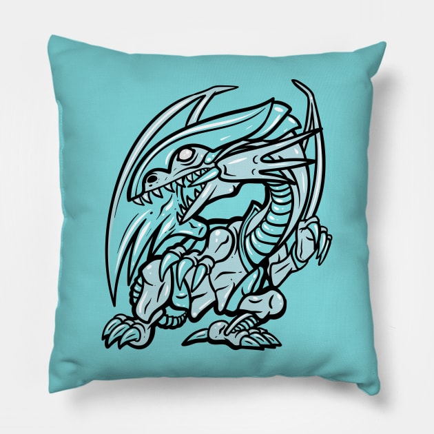 Blue Eyes Dragon Pillow by CalebLindenDesign