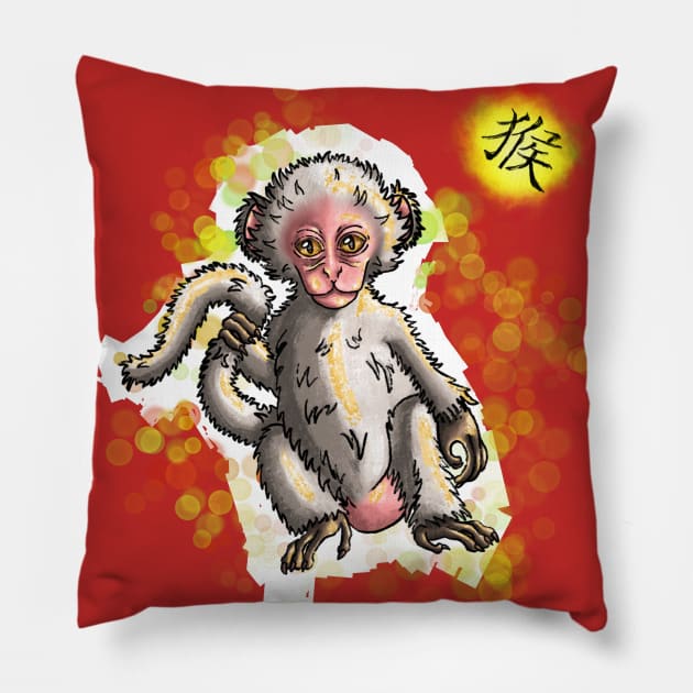 Year of the Monkey Pillow by DeadWaspDesigns