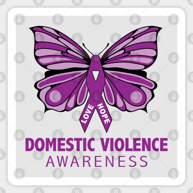 Family Domestic Violence Awareness Purple Ribbon b' Sticker