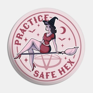 Practice Safe Hex Funny Witch Halloween Pastel Goth Pin