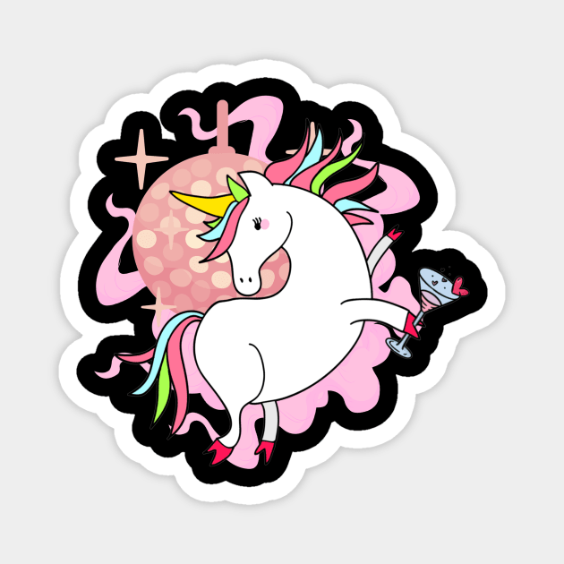 Unicorn Drunk Party Dancing Pink Magnet by KK-Royal
