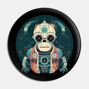 Halloween Techno Skull in a Technicolor Dreamcoat Pin