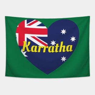 Karratha WA Australia Australian Flag Heart Tapestry