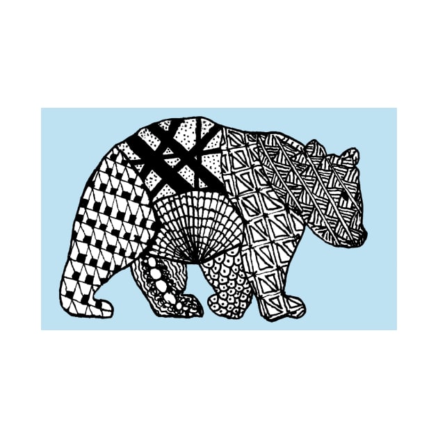 Polar Bear rendered in Zentangle patterns - drawn with fineliners by JennyCathcart