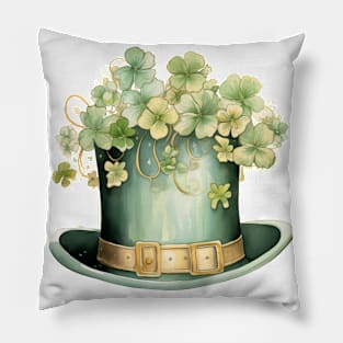 Gold and Green Leprechaun Top Hat with Clover Pillow