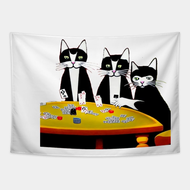 Cats playing poker Tapestry by Arassa Army