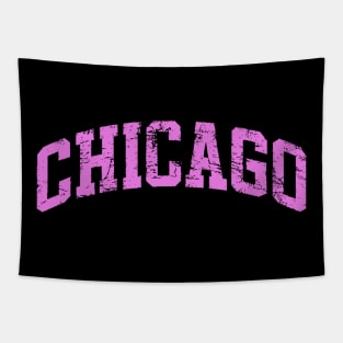 Chicago Varsity Style Pink Font Tapestry