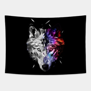 Cosmic Wolf Low Poly Abstract Tapestry