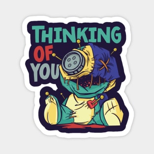 Thinking of You // Funny Voodoo Doll Cartoon Magnet