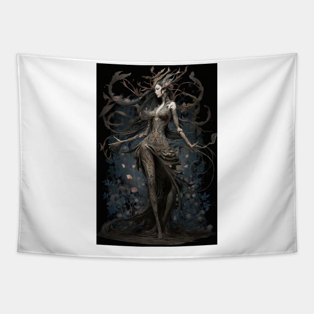 Dark elf queen Tapestry by RosaliArt