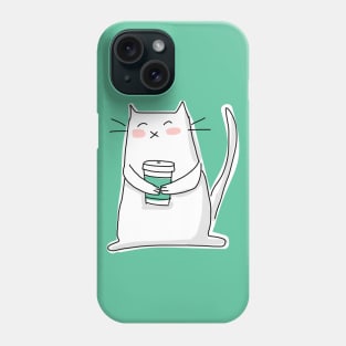 Cat Holding a Coffee Cup Phone Case