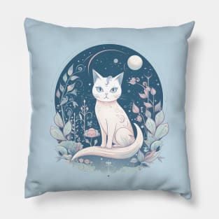 Magical White Cat Pillow