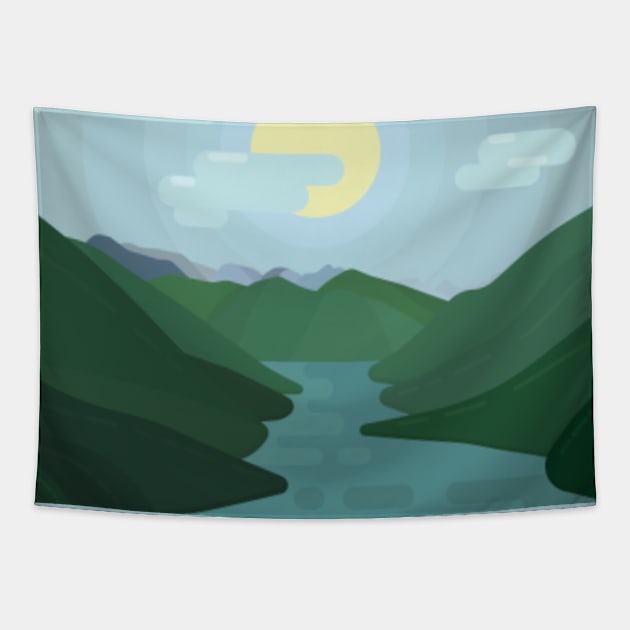 Mountain Nature Tapestry by Polahcrea