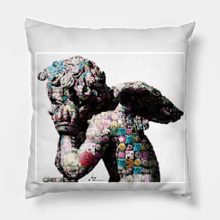 Angel Statue made up  as Flower Mosaic Pillow