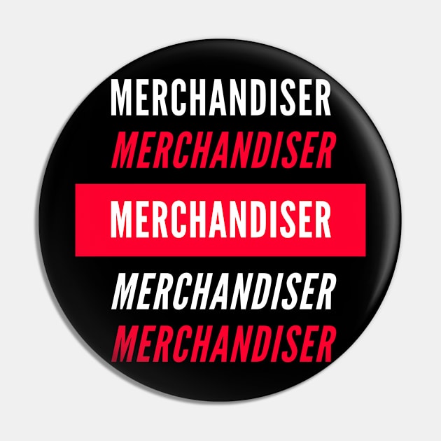 Merchandiser Red and White Design Pin by divawaddle