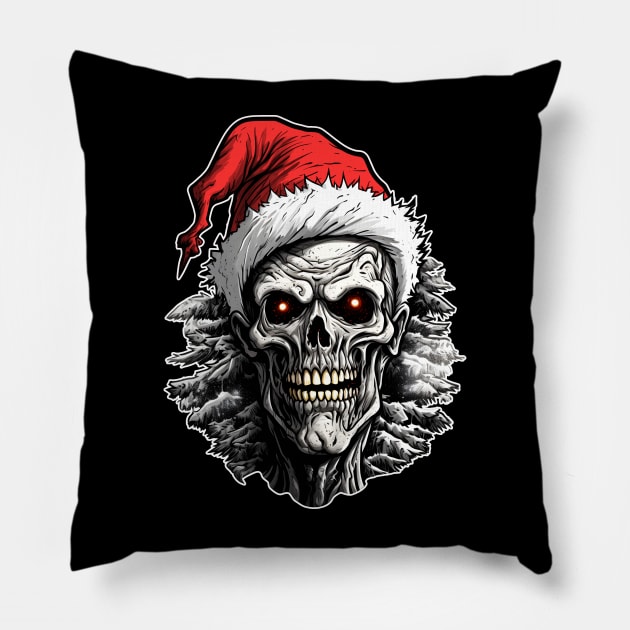 Zombie Santa Merry Christmas Pillow by beangeerie