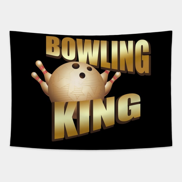 Bowling King Bowler Gift Tapestry by Foxxy Merch