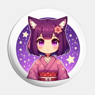 Cute Anime Girl in Kimono Pin