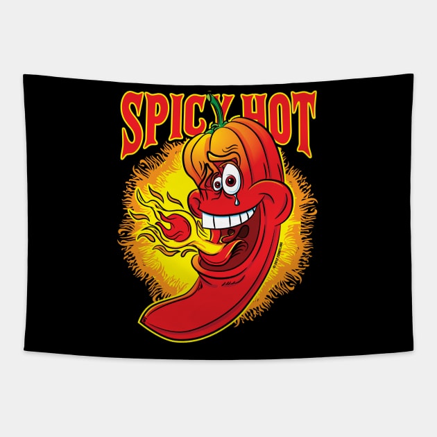 Spicy Flaming Red Hot Chil Pepper Tapestry by eShirtLabs