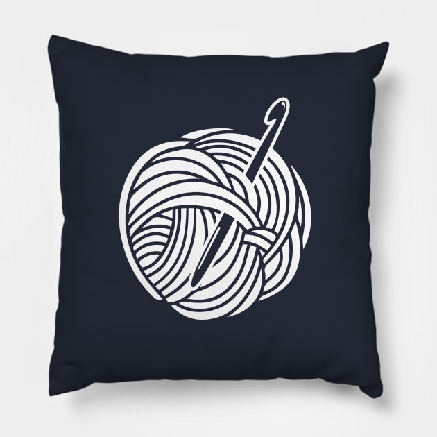 Just Yarn and Hook (white) Pillow by majoihart