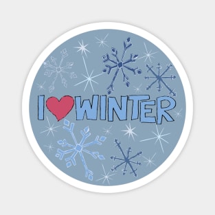 I Heart Winter Illustrated Text with snowflakes Magnet
