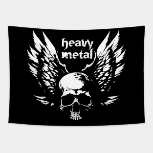 heavy metal skull with wings Tapestry